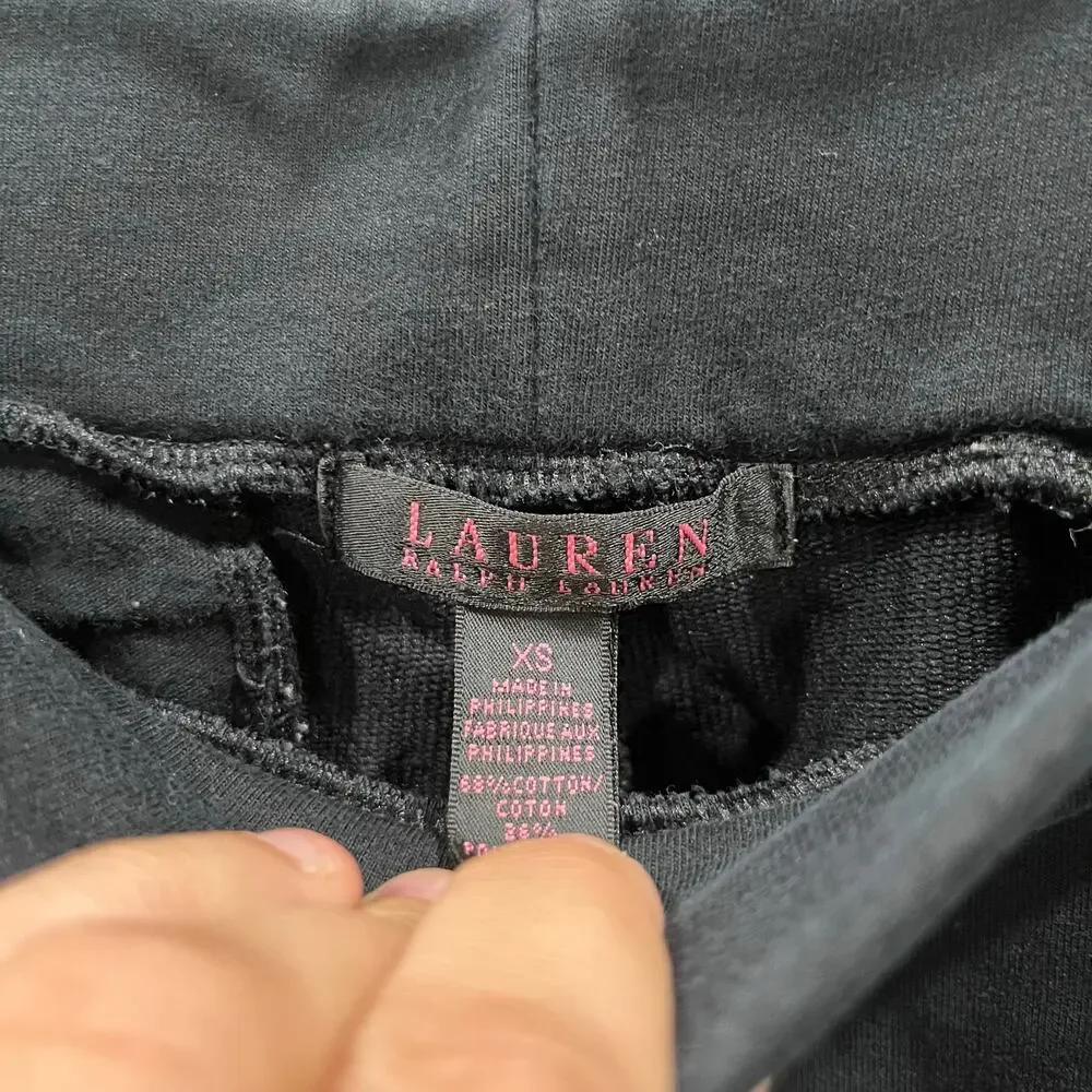 Lauren Ralph Lauren Black Pink Stripe Pull On Sweatpants Y2K Womens XS